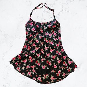 New Beach Cabana Floral Halter Skirted Plus Swimsuit Bathing Suit
